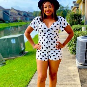 Polka dot shot romper
